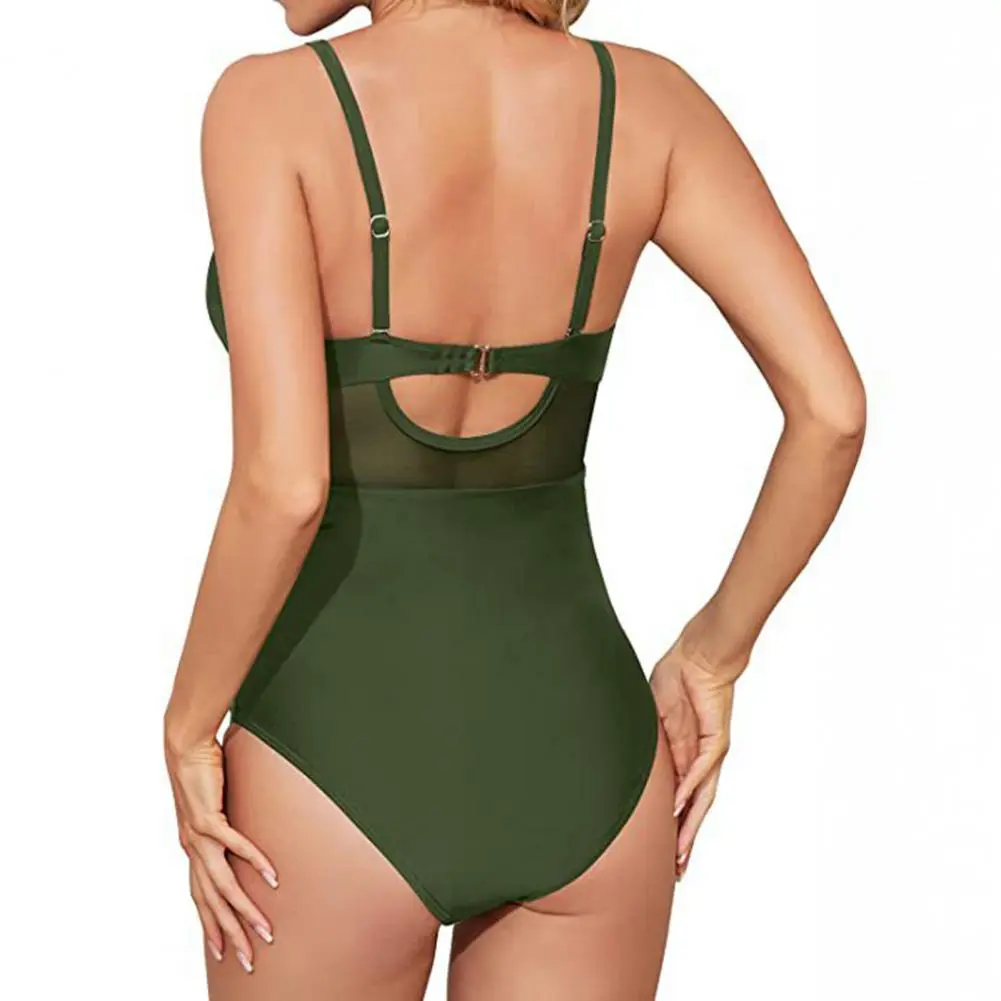 Women Swimdress Sexy One Piece Slim & Comfortable Ruched & Cross Swimwear Elasticity & Quick Drying Beachwear 2025 ﻿