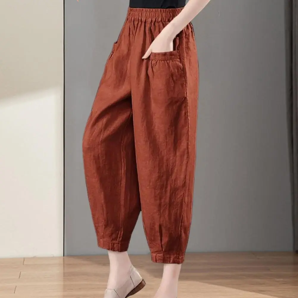 2024 New Summer Casual Loose Oversize Fashion High Waist Pocket Solid Color Versatile Simple Women's Hooded Lantern Pants