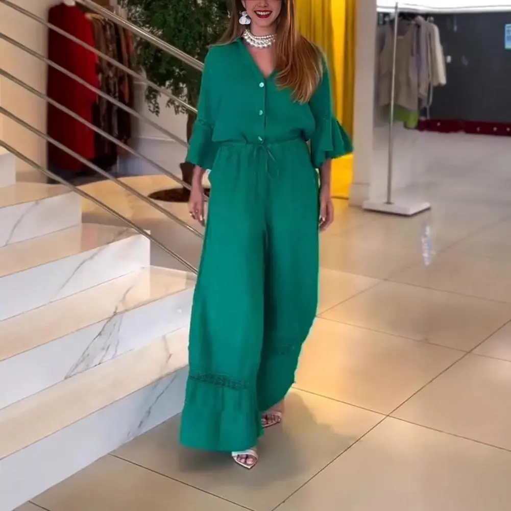 Women's Jumpsuit Solid High Waist Cinching Pockets Wide Leg Bodysuit Lady One Piece Summer Lady Streetwears