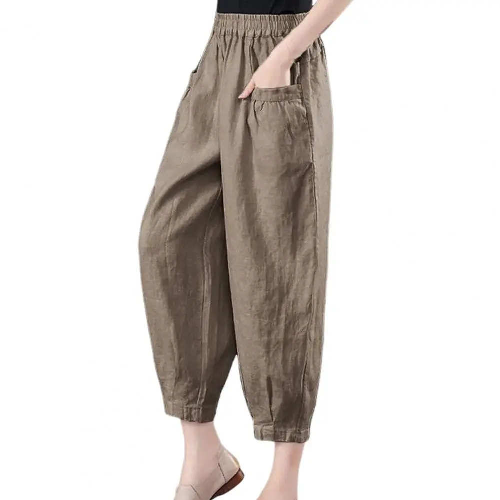 2024 New Summer Casual Loose Oversize Fashion High Waist Pocket Solid Color Versatile Simple Women's Hooded Lantern Pants