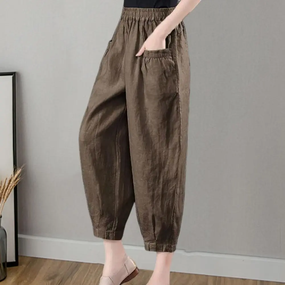 2024 New Summer Casual Loose Oversize Fashion High Waist Pocket Solid Color Versatile Simple Women's Hooded Lantern Pants