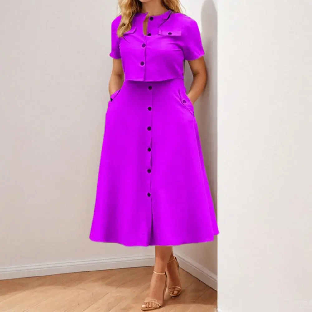 2025 Summer Skirt Sets Fashion 2PCS Women Matching Sets O Neck Short Sleeve Blouse Skirt Trousers Suit Casual Outfits