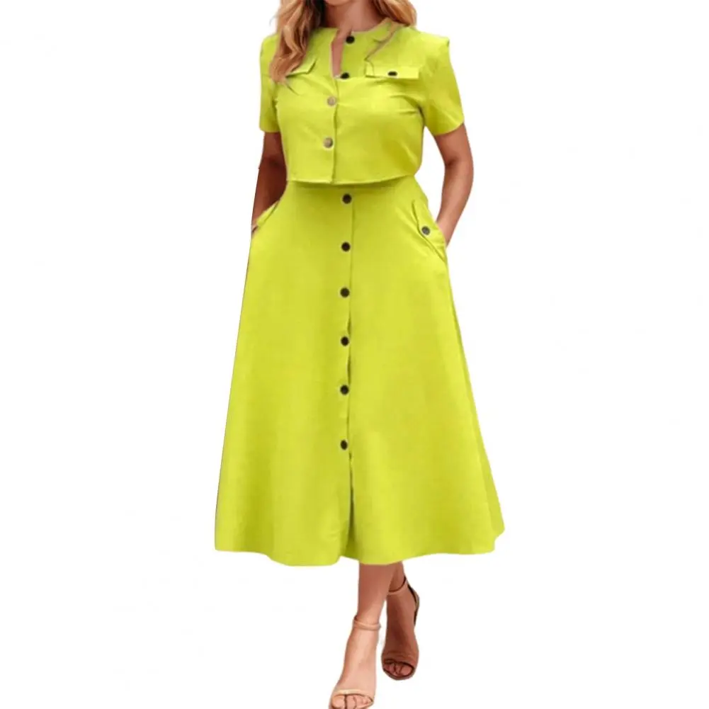 2025 Summer Skirt Sets Fashion 2PCS Women Matching Sets O Neck Short Sleeve Blouse Skirt Trousers Suit Casual Outfits