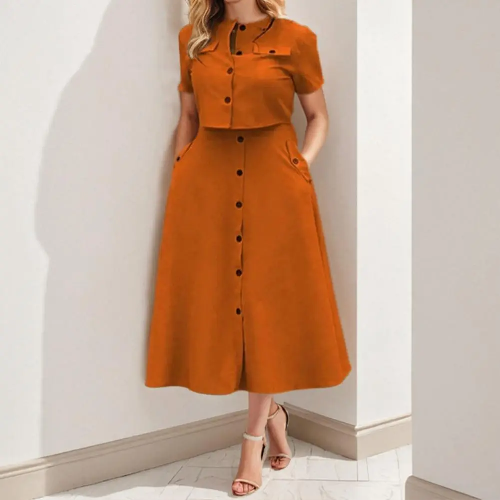 2025 Summer Skirt Sets Fashion 2PCS Women Matching Sets O Neck Short Sleeve Blouse Skirt Trousers Suit Casual Outfits