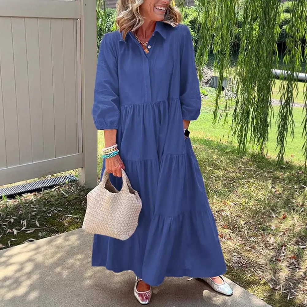 Women's Oversized Woven Dress Casual Bohemian Maxi Summer A-Line Long Dress Full Length Clothing