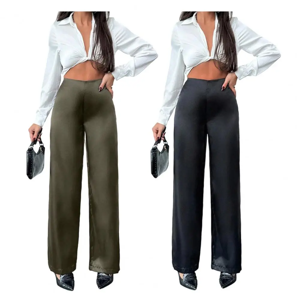 Thin Summer Wide-leg Pants Permeability Women Spring Women Elastic Waist Stright Long Wide Leg Pants Casual Female