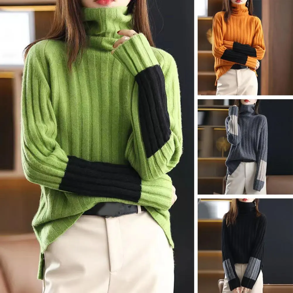 New pure wool sweater in autumn and winter women's Turtleneck knitted long-sleeved solid color warm sweater