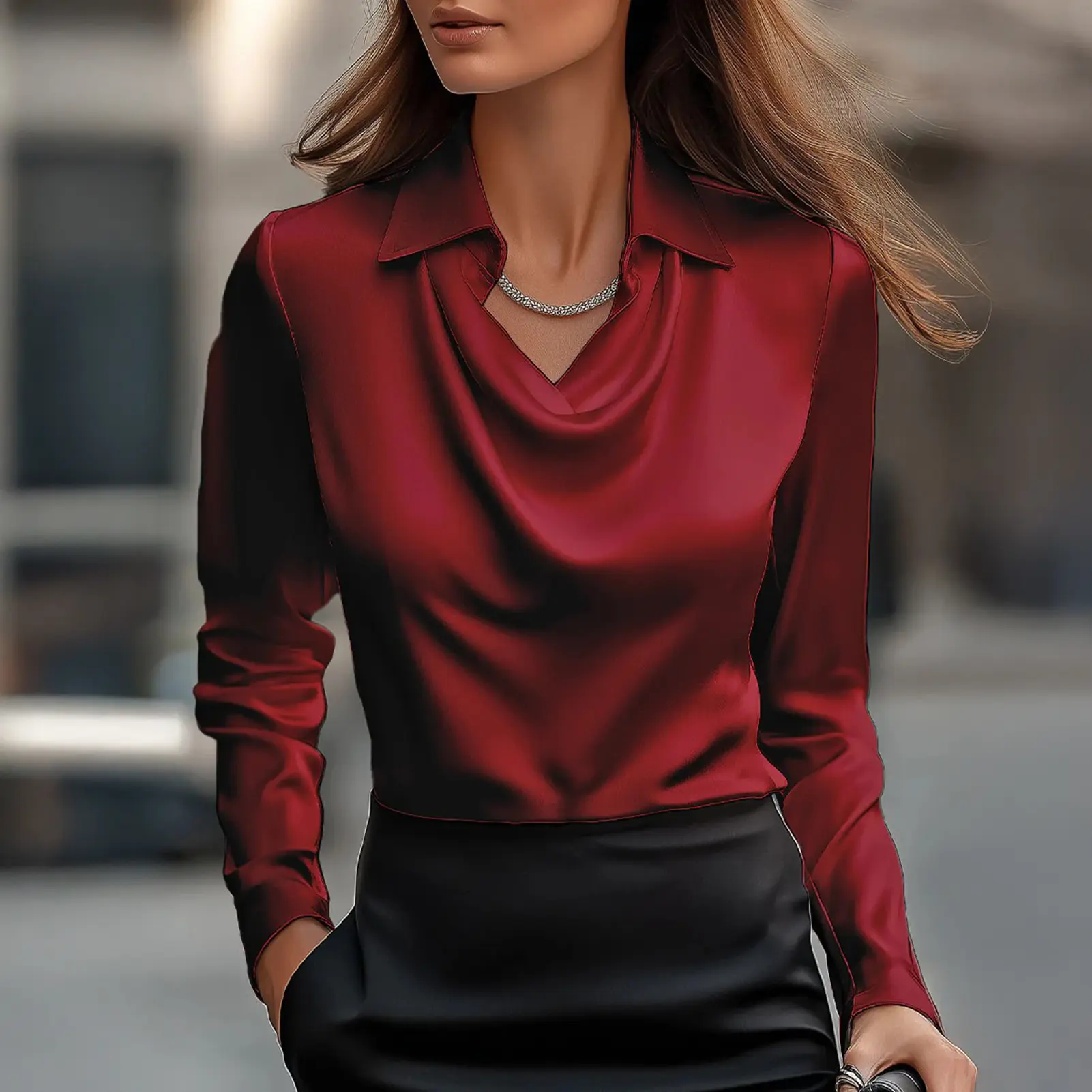 Elegant Office Lady Shirts Blouses Female Shirt Spring Korean Long Sleeve Lapel Swing Collar Casual Summer Fashion Shirts