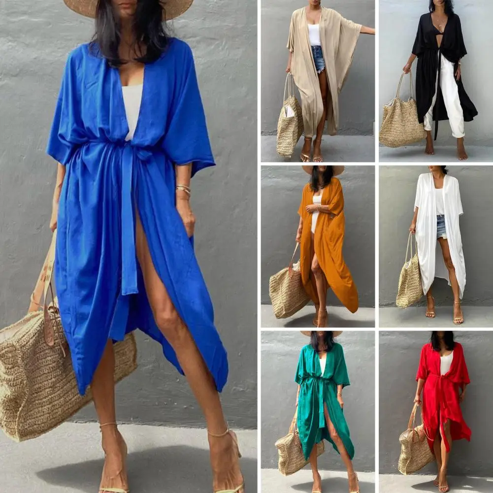 2025 Women Dress Beach Cover-Ups Swimsuit Beachwear Bathing Suit Swim Cardigan For Woman Summer Tunic Saida Praia