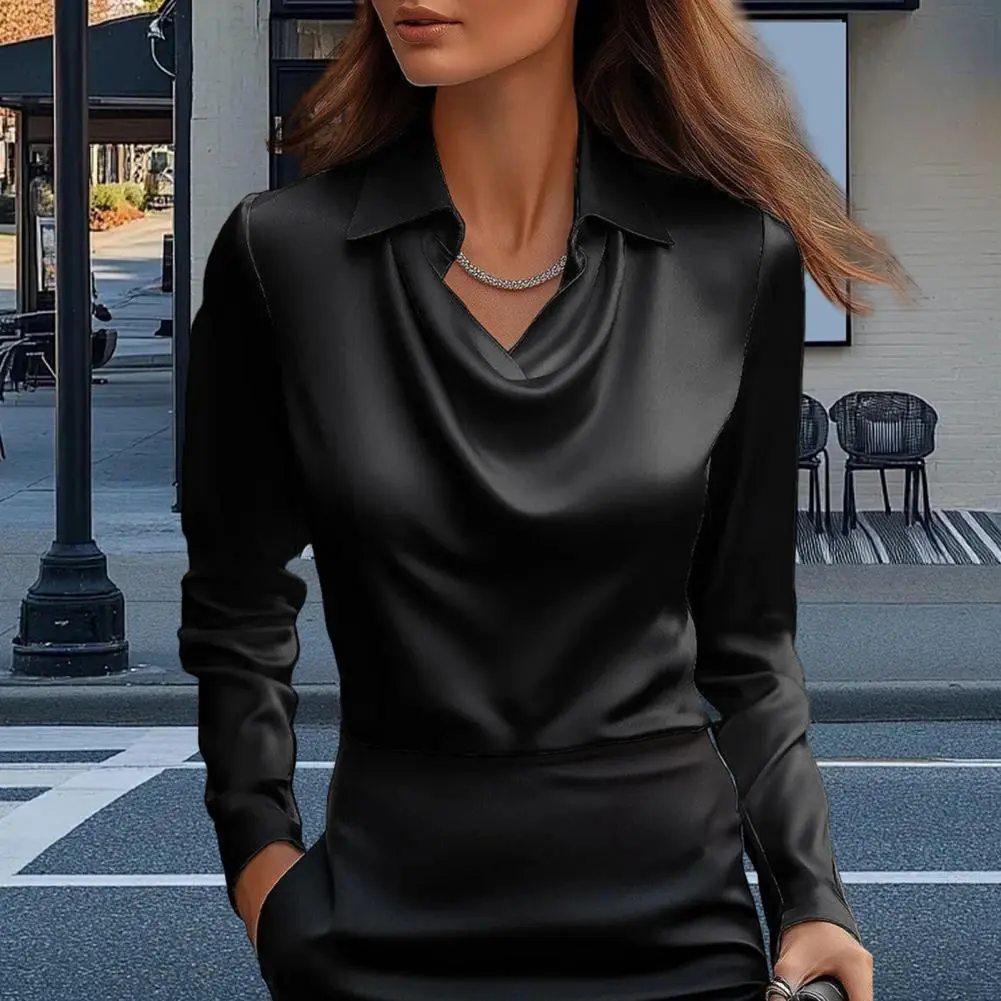 Elegant Office Lady Shirts Blouses Female Shirt Spring Korean Long Sleeve Lapel Swing Collar Casual Summer Fashion Shirts