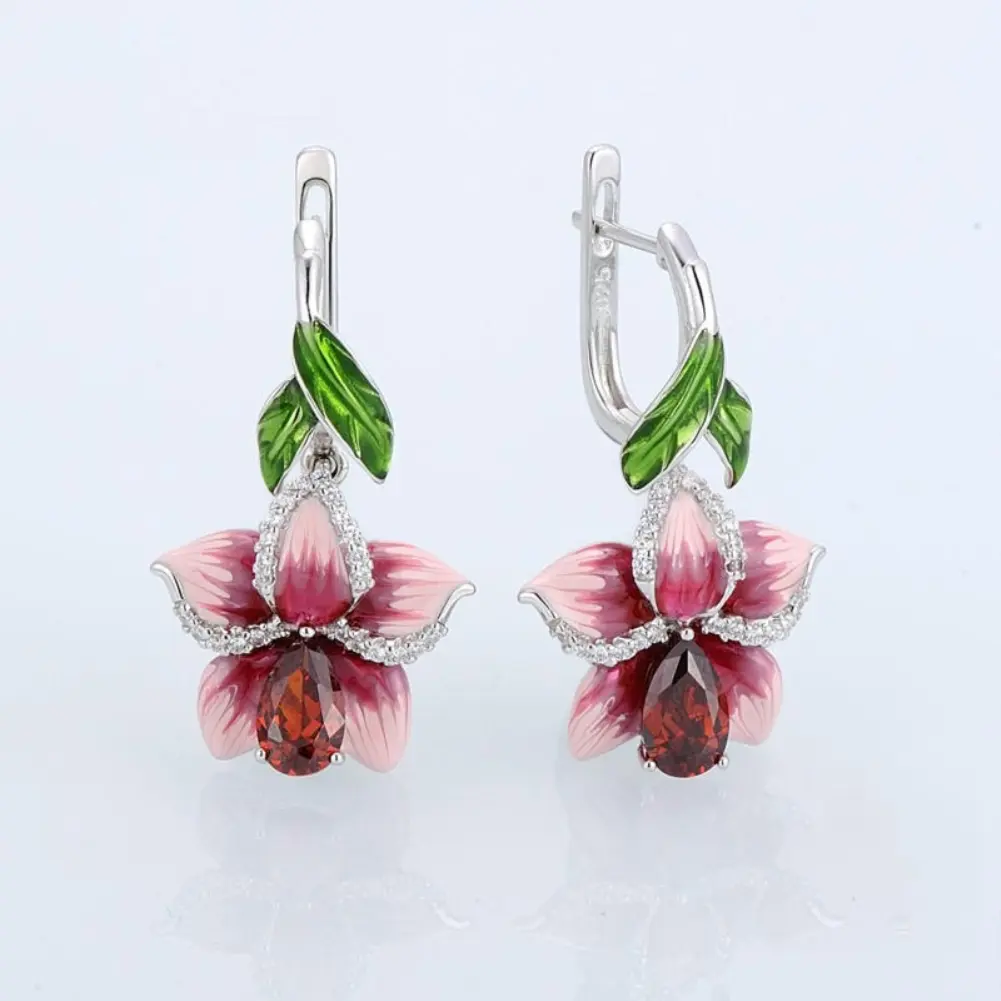 Rhinestone Flower Necklace Earrings Set Luxury Morrocan Jewelry Set Accessories Valentine's Party Beach Jewelry