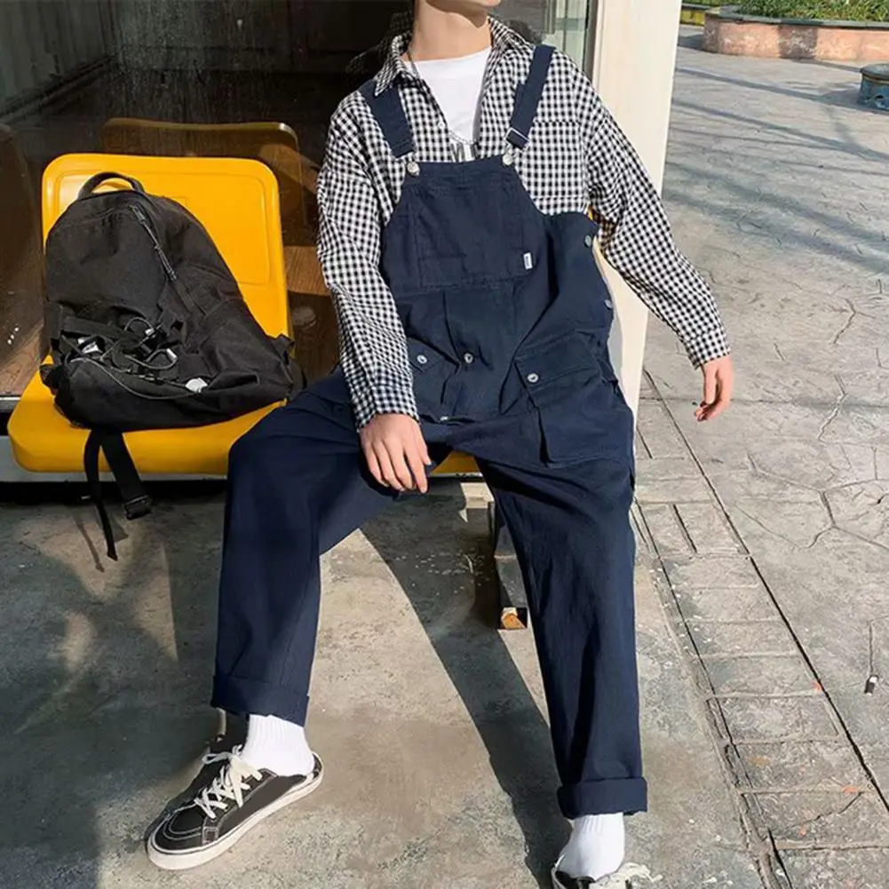 Japanese Style Loose Fit Jumpsuit Cargo Pants Bell Bottoms Dad Pants Ins Popular Same Style Tank For Men Women