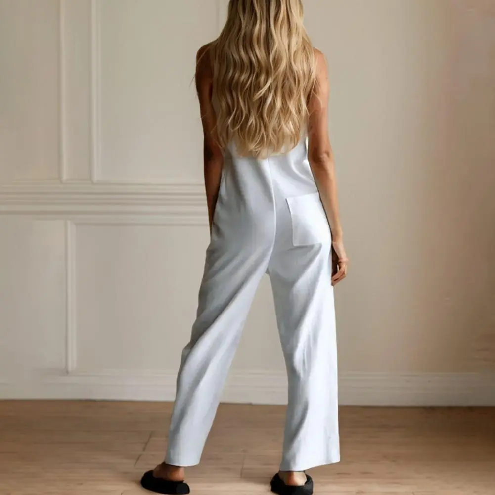 Bohemian style sexy V-neck body shaping jumpsuit one-piece wide leg design for beaches and other occasions Overall with Pockets