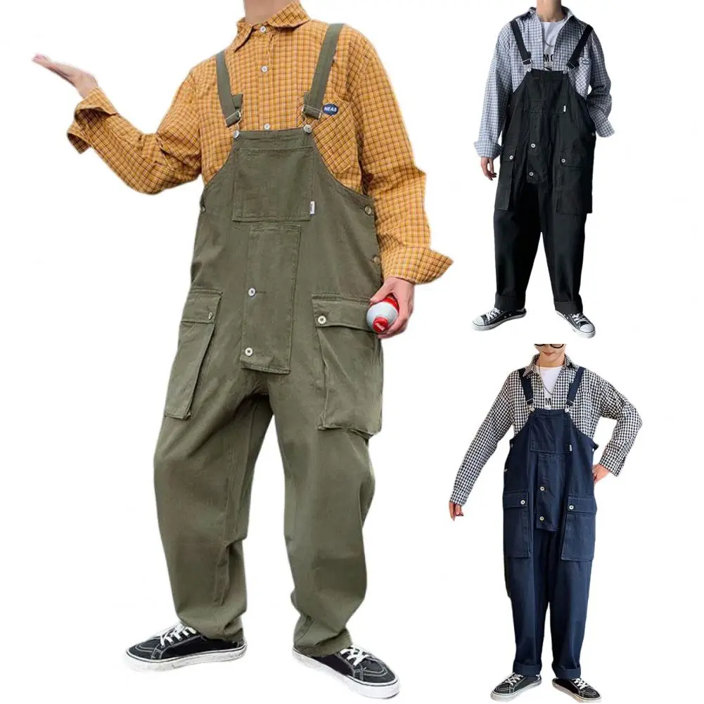 Japanese Style Loose Fit Jumpsuit Cargo Pants Bell Bottoms Dad Pants Ins Popular Same Style Tank For Men Women