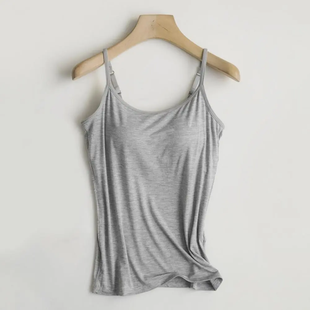 Women Top with Integrated Bra Support Women's Camisole Tank Tops with Built-in Shelf Bra for Yoga Workout for Casual for Women