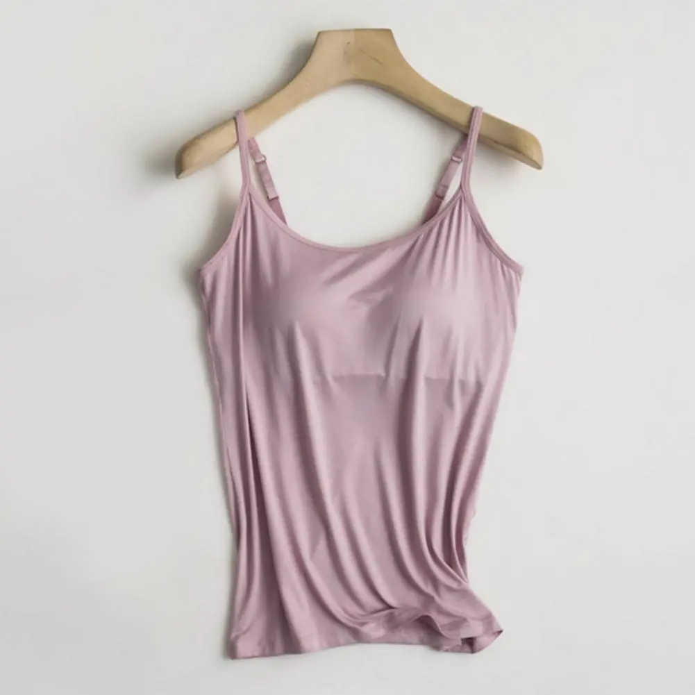 Women Top with Integrated Bra Support Women's Camisole Tank Tops with Built-in Shelf Bra for Yoga Workout for Casual for Women