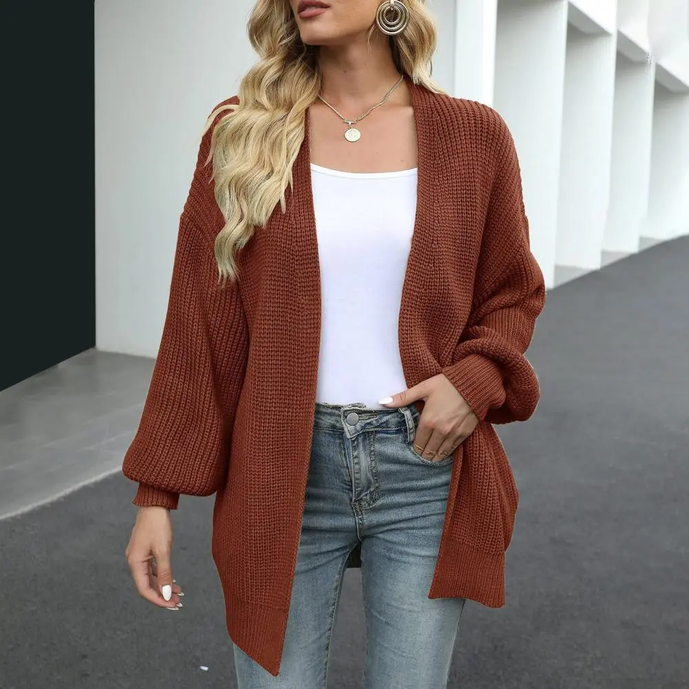 5 Color Raglan Sleeve Open Front Cardigan Elegant Solid Color Ribbed Knitted Cardigan For Spring & Fall Women's Clothing