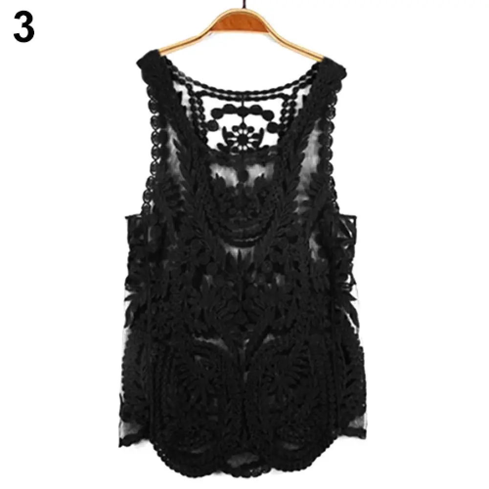 Sweet Camis Lace Tank Top Embroidery Hollow-out Floral Crochet Vest Women's Summer 2025 Top Strap Vest Netting