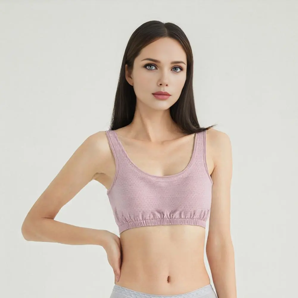 2pcs Women's Comfortable Bra Fashion Solid Color Skin Friendly Breathable Girl Training Bra Youth Underwear Soft Fixed Chest Mat