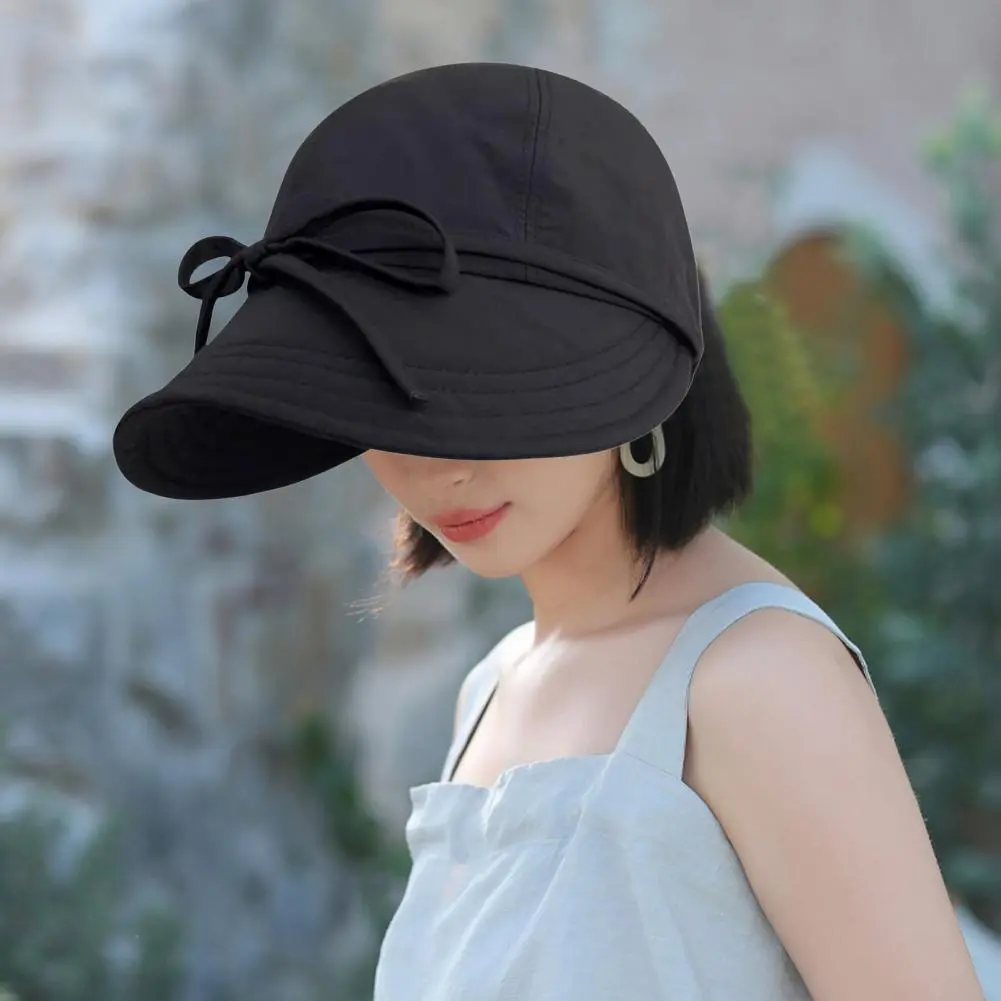 Foldable Uv-proof Sun Hat Packable Women's Sun Hat with Wide Brim Upf 50 Uv Protection Ponytail Hole Visor Cap for Outdoor
