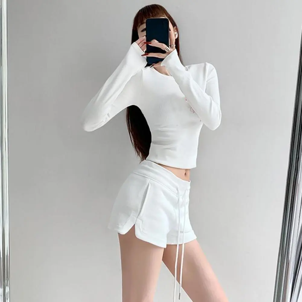 Streetwear Basic Solid Shorts Zomer Lace up Laagbouw Skinny Hot Sexy Shorts Vrouwen Casual Kleding Esthetische Vintage mujer