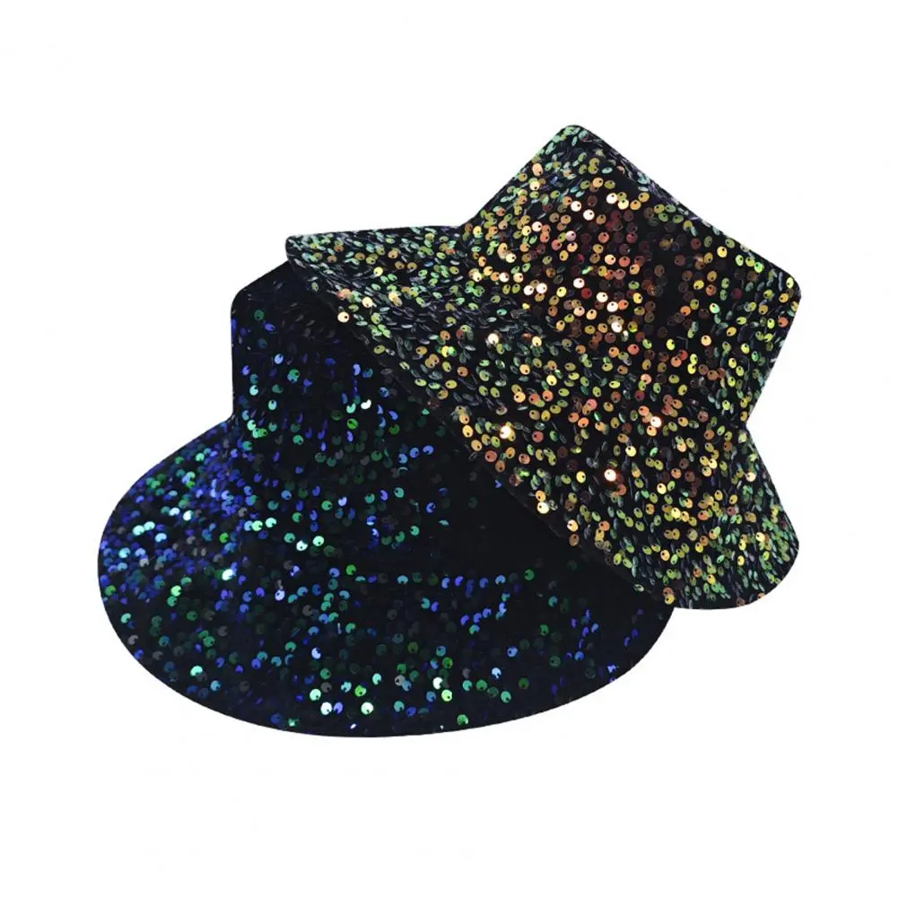 Sequin Polyester Hat Sequin Bucket Hat for Women Glitter Bling Disco Cap Fashionable Street Style Fisherman Hat for Outdoor