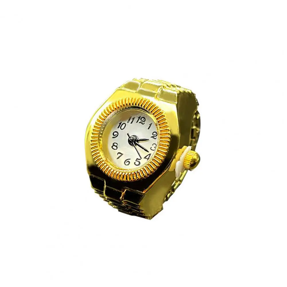 Jewelry Punk Gold Color Couples Mini Watches Finger Rings for Women Men Square Round Dial Quartz Ring Watch Ring Gift