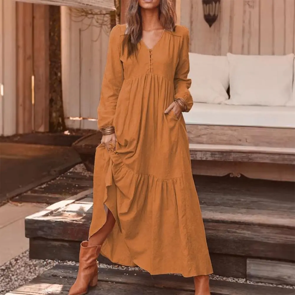 Summer Women's Light Long Dress Cotton A-line Midi Dresses Muslin Elegant Beige Dress for Women
