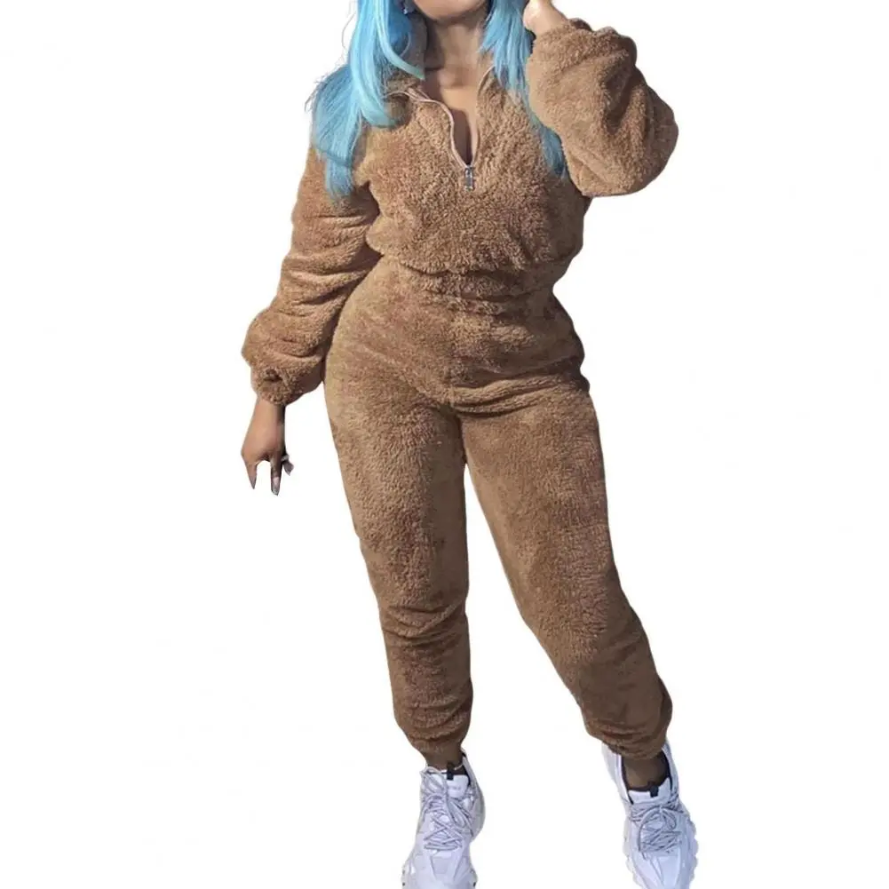 Winter Top Pants Suit Outfit Pajama Women Chic O-Neck Pullover Loose Elastic Waist Pants Set Homewear Autumn Sleepwear Two-piece