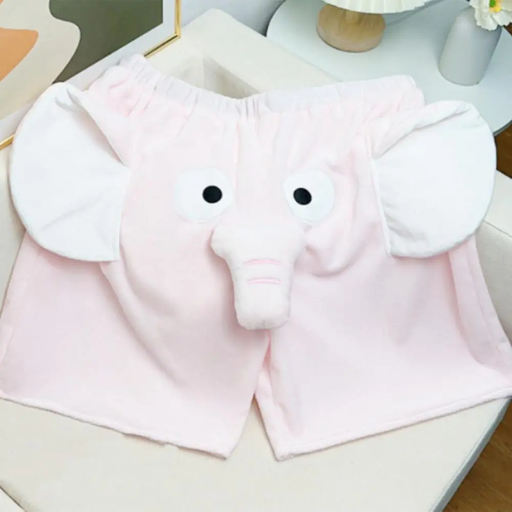 Stylish Fuzzy Summer Adults Sleep Shot Pants Cartoon Lovely Elephant Comfortable Men Pyjama Shorts Indoor Wear