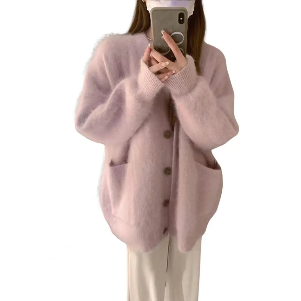 Winter Women Cardigan Sweater Coats Female Long Sleeve V-neck Loose Knitted Jackets Casual Sweater Cardigans Korean Style