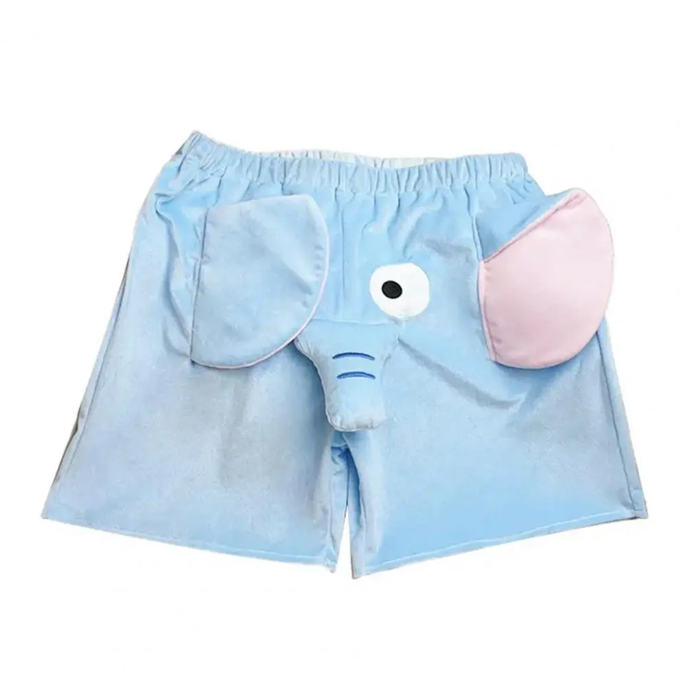 Stylish Fuzzy Summer Adults Sleep Shot Pants Cartoon Lovely Elephant Comfortable Men Pyjama Shorts Indoor Wear