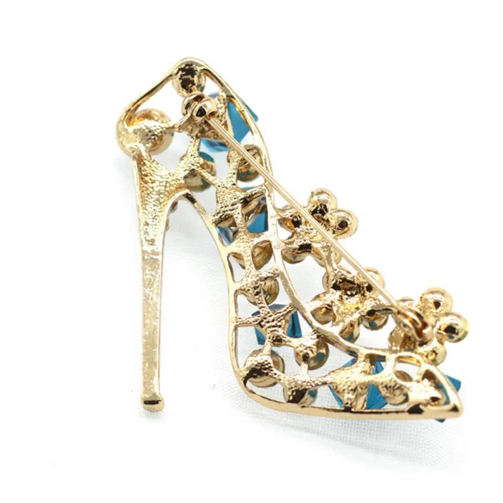 Fashion Trends Versatile Crystal Rhinestones High Heels Brooch Pin Niche Design Temperament Women Elegant Clothing Accessories