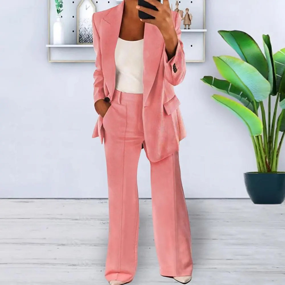 Women's Two Piece Long Pnats Set Blazer Top & Slim Fit Trousers Summer Daily Outfit And Pants Business Set Office Work Outfit