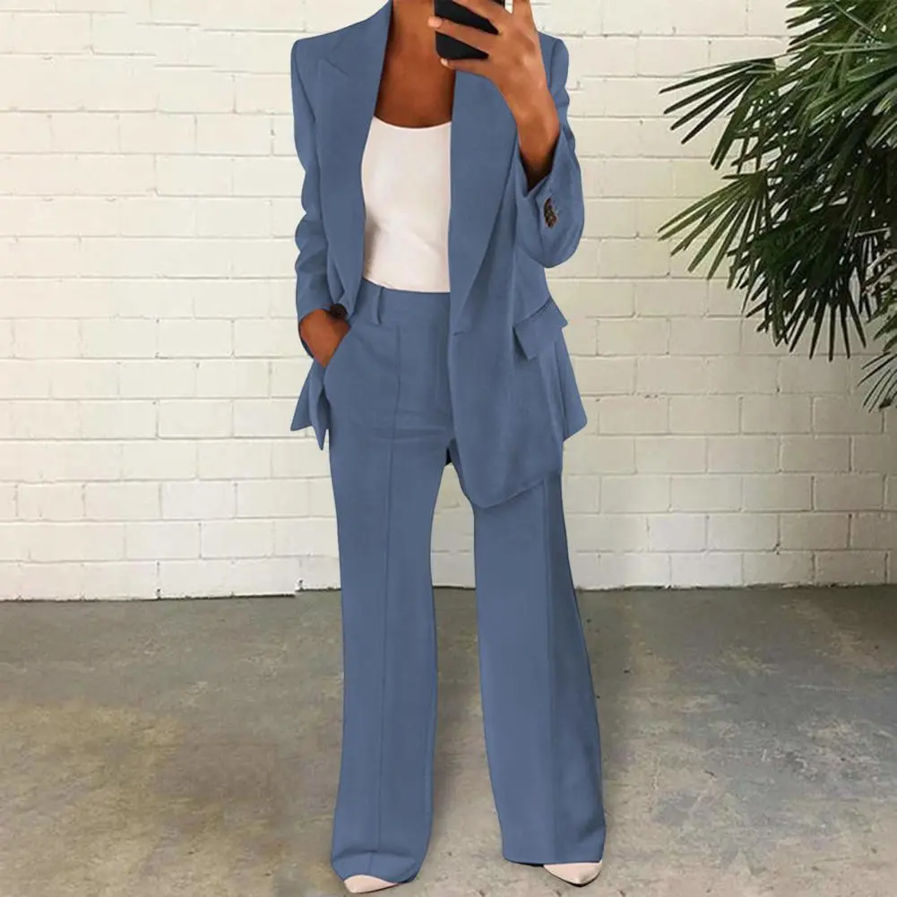 Women's Two Piece Long Pnats Set Blazer Top & Slim Fit Trousers Summer Daily Outfit And Pants Business Set Office Work Outfit