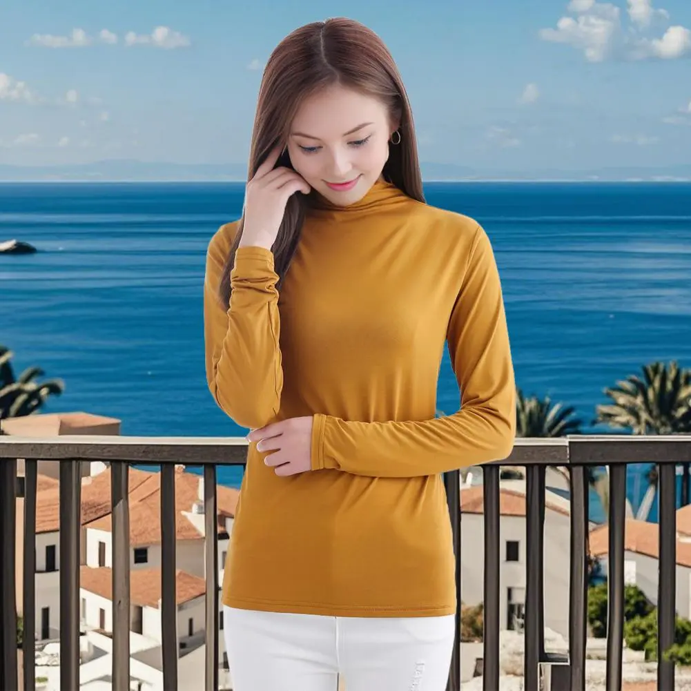 Autumn Winter High Neck Women Base Shirt Vintage Basic Solid Tops Casual Slim Pullover Korean Sweaters Simple Chic Jumpers