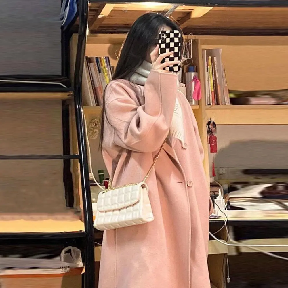 Stylish Long-sleeve Jacket for Women Stylish Women's Woolen Lapel Jacket Soft Oversized Coat with Front for Autumn for Layering