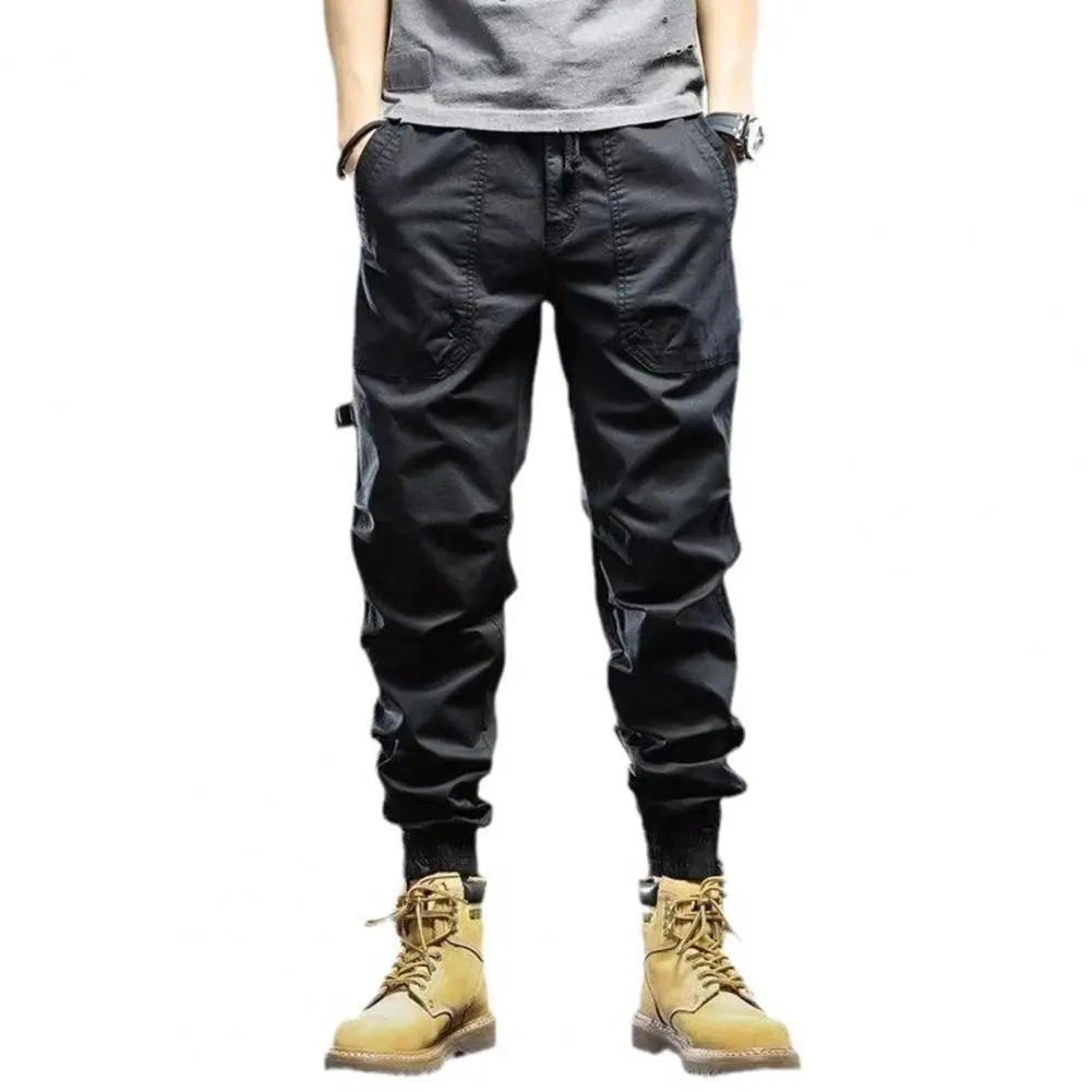Workwear pants with multiple pockets and leggings, loose small legged men's elastic straight leg casual outdoor pants