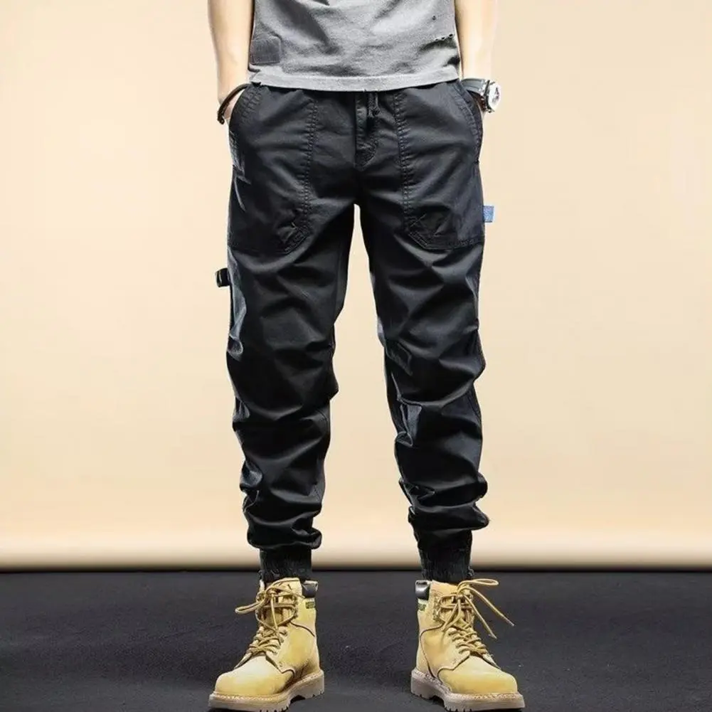 Workwear pants with multiple pockets and leggings, loose small legged men's elastic straight leg casual outdoor pants