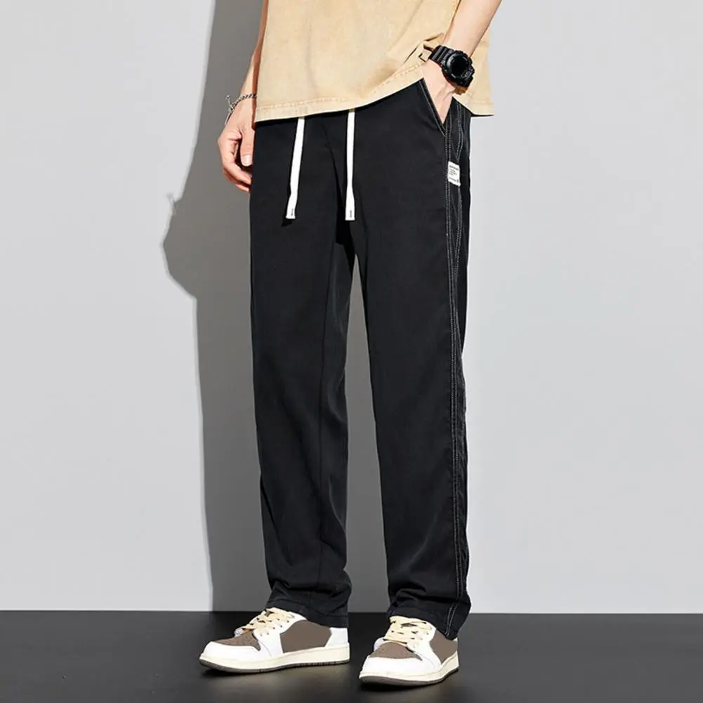 Stylish Casual Jeans Soft Mid-rise Breathable Hip Hop Straight Wide Leg Denim Pants  Men Jeans Dressing Up