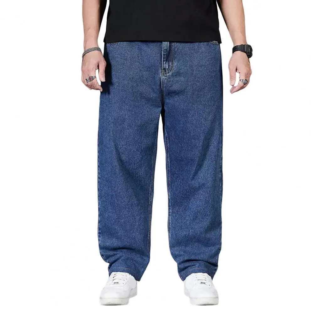 2025 Summer Autumn Thick-legged Big Trousers Wide Trousers Jeans Men's Straight Loose Big-legged Wide-leg Large Size Denim Jeans