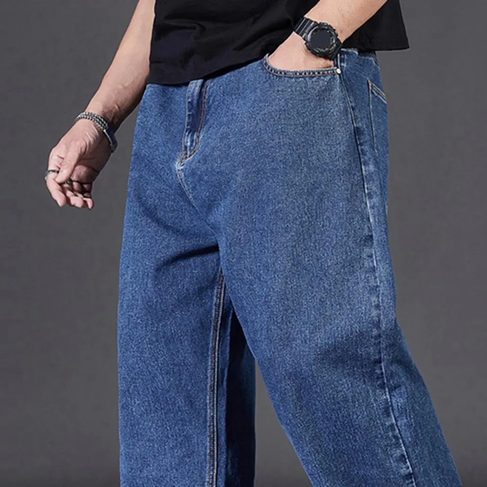 2025 Summer Autumn Thick-legged Big Trousers Wide Trousers Jeans Men's Straight Loose Big-legged Wide-leg Large Size Denim Jeans