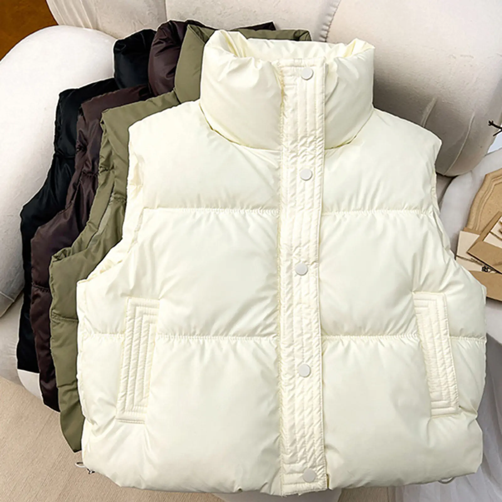 Newest Autumn Winter Women Fashion Waistcoat Sleeveless Waistcoat Pockets Buttons Down Vest Warm Coat Plus Size 2XL For Female