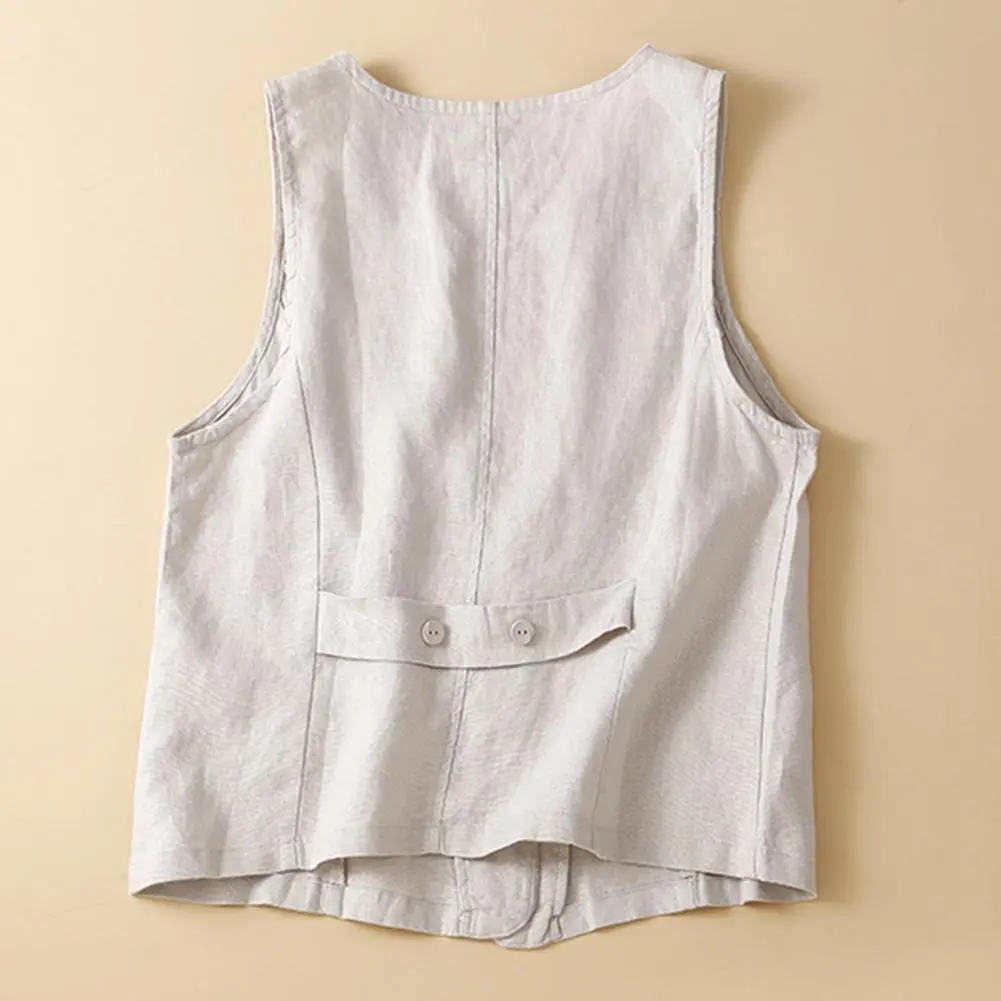 Cotton and Linen V-Neck Summer Thin Loose Literary Versatile Shirt Sleeveless Top Small Vest jacket