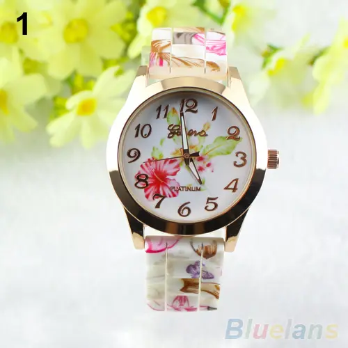 2025 New Fashion Flowers Printed Women Watches Casual Silicone Band Female Quartz Watch Relogio Feminino（Without Box）