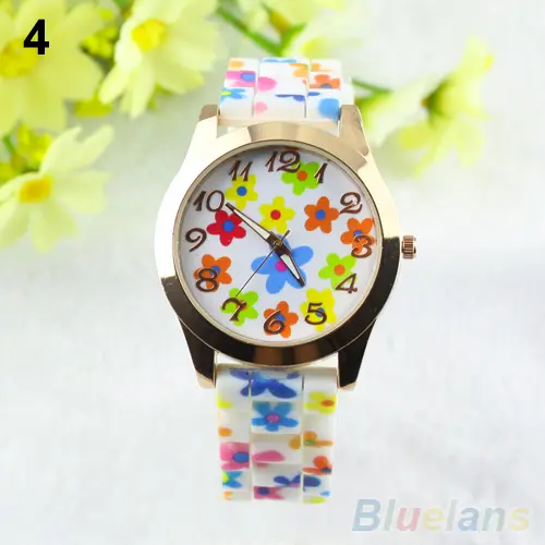 2025 New Fashion Flowers Printed Women Watches Casual Silicone Band Female Quartz Watch Relogio Feminino（Without Box）