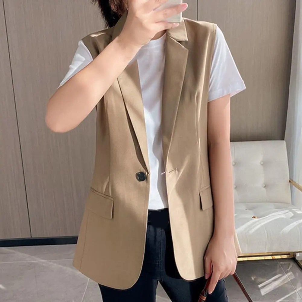 Stylish Office Ladies Anti pilling Autumn Office Lady Slim Suit Jacket Sleeveless Minimalist Vest for Dating