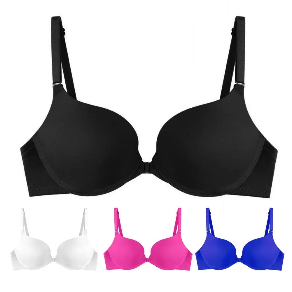 A B C Cup Women Underwear New Fashion Sexy Simple Push Up Bra Front Button Candy Color Brassiere Lingerie Bralette