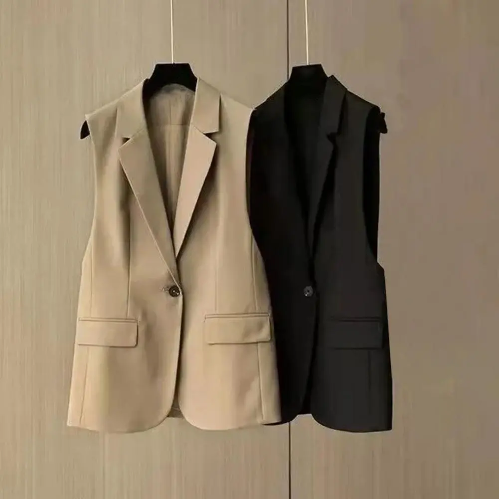 Stylish Office Ladies Anti pilling Autumn Office Lady Slim Suit Jacket Sleeveless Minimalist Vest for Dating