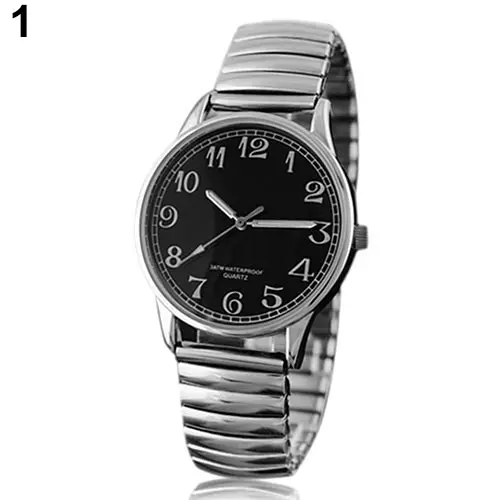 Black alloy Arabic numerals for men and women Elastic elastic band quartz watch set Lovers watch set